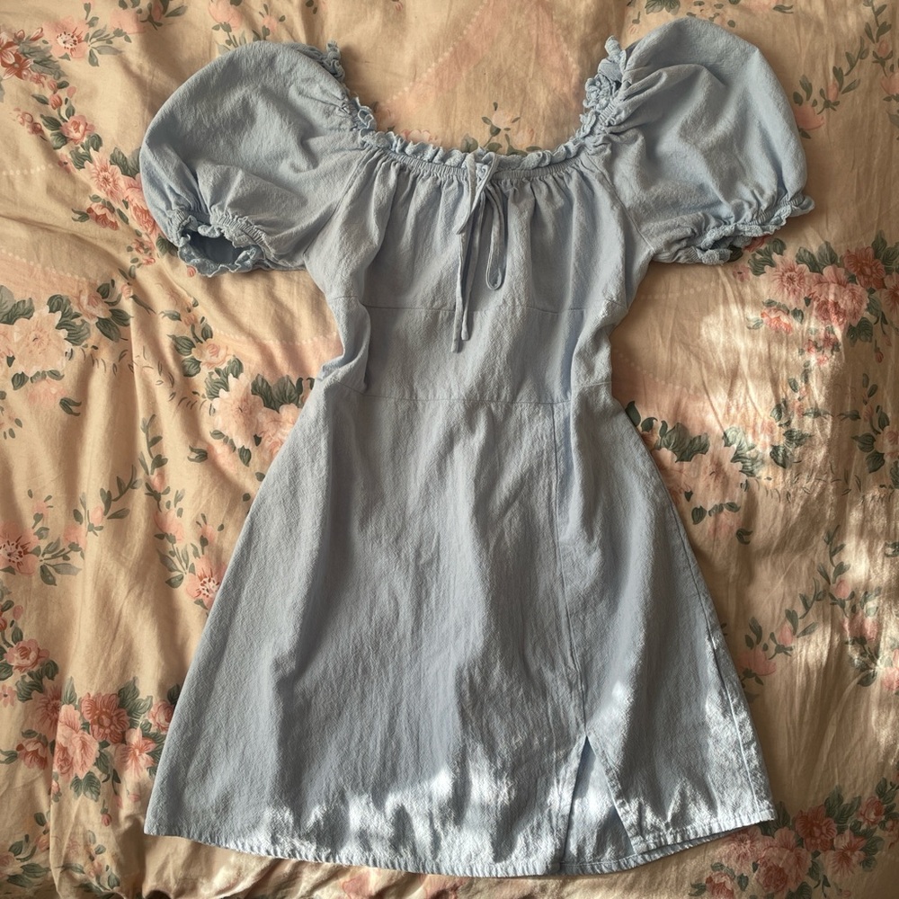 Cotton puff sleeve babydoll dress